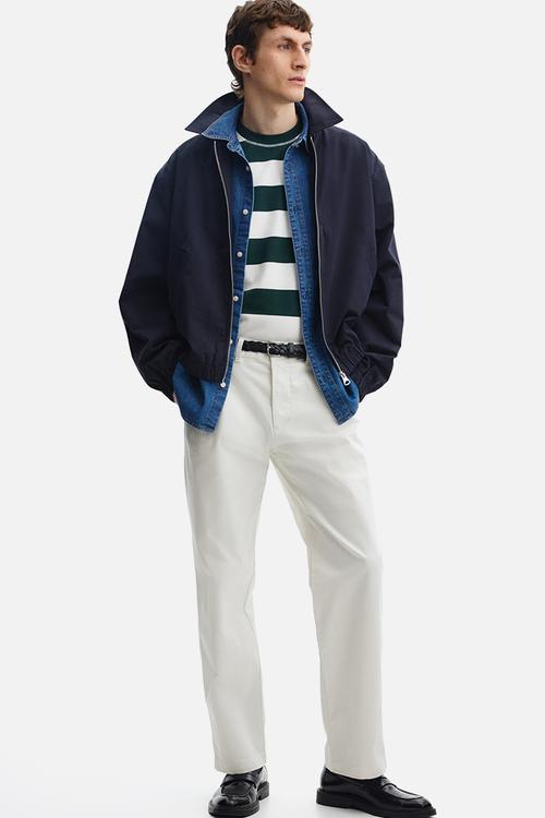 Relaxed fit cotton chinos - white