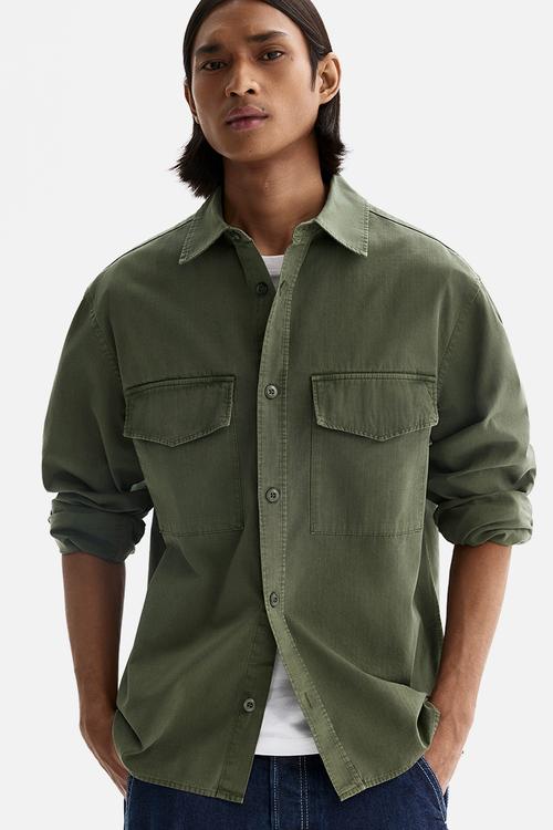 Regular fit utility shirt - dark khaki green