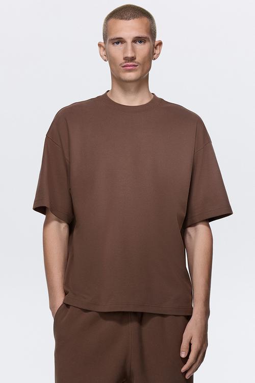 Oversized fit interlock t-shirt - dark beige