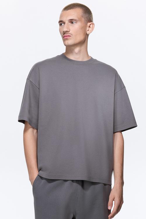 Oversized fit interlock t-shirt - grey