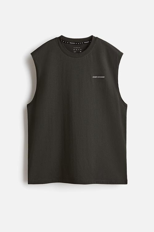 Loose fit sports vest top with drymove™ - dark grey/inner running