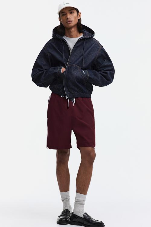 Regular fit track shorts - burgundy/colour block