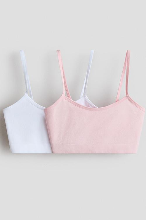 2-pack seamless jersey tops - light pink/white