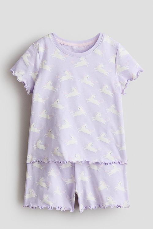 Cotton pyjamas - light purple/unicorns