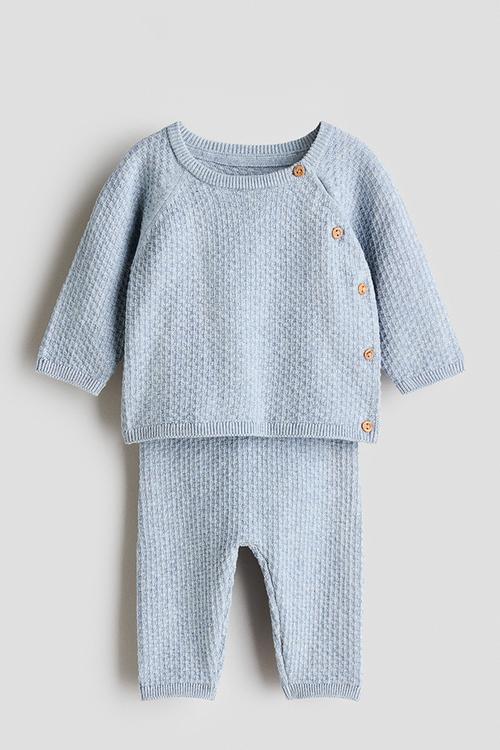 2-piece cotton set - light dusty blue