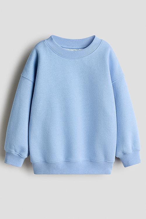Oversized brushed-inside sweatshirt - light blue