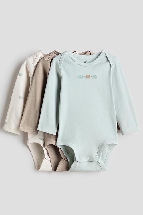 3-pack printed jersey bodysuits - turquoise/turtles