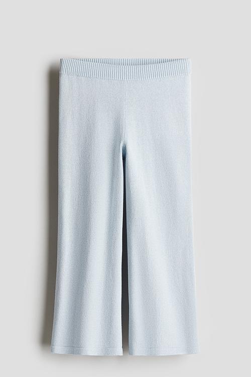 Fine-knit glittery leggings - light blue