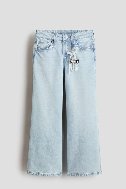 Baggy fit bootcut leg jeans - light denim blue/bow