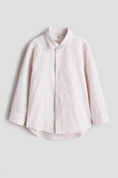 Cotton shirt - white/beige striped