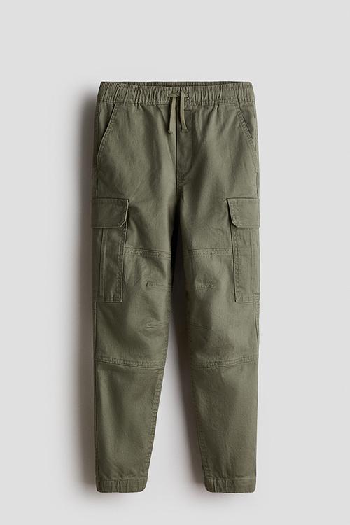 Cotton cargo joggers - dark khaki green