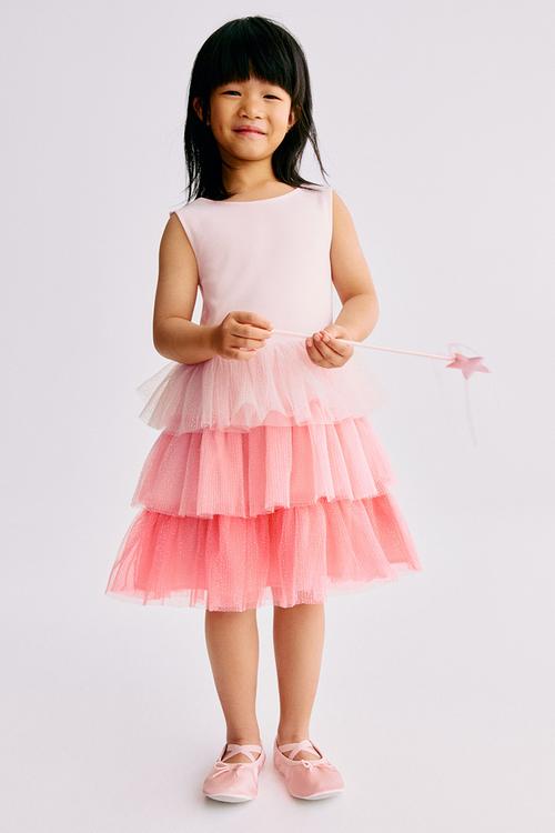 Flared-skirt dress - pink/glittery