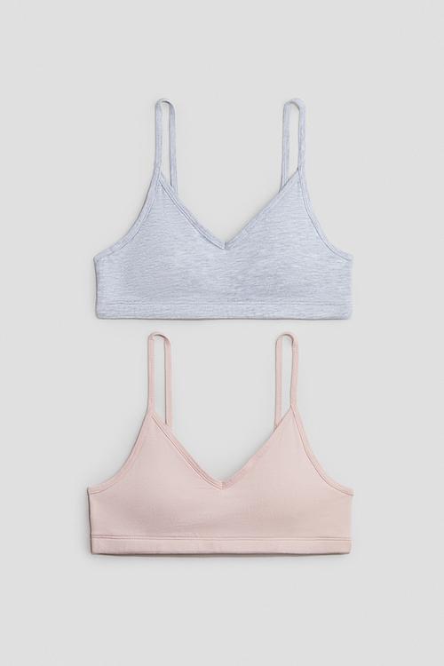 2-pack padded crop tops - light pink/light grey marl