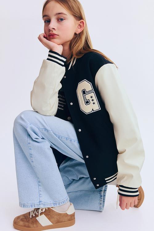 Appliqu?d baseball jacket - navy blue/east district