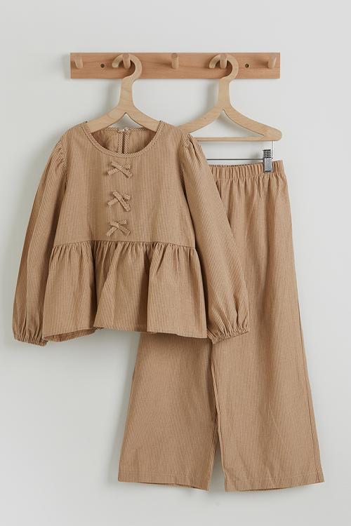 Blouse and pants - khaki/grey stripe