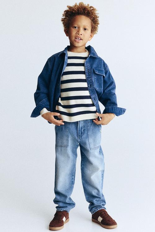 Loose fit tapered leg jeans - denim blue