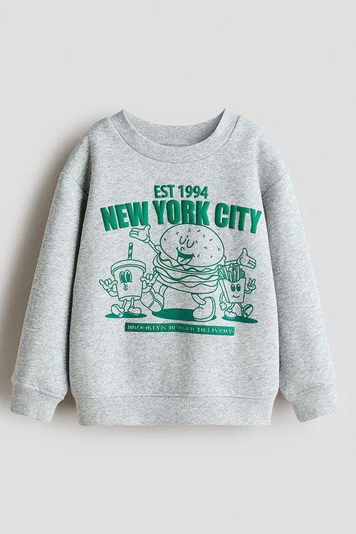 Printed sweatshirt - light grey marl/new york