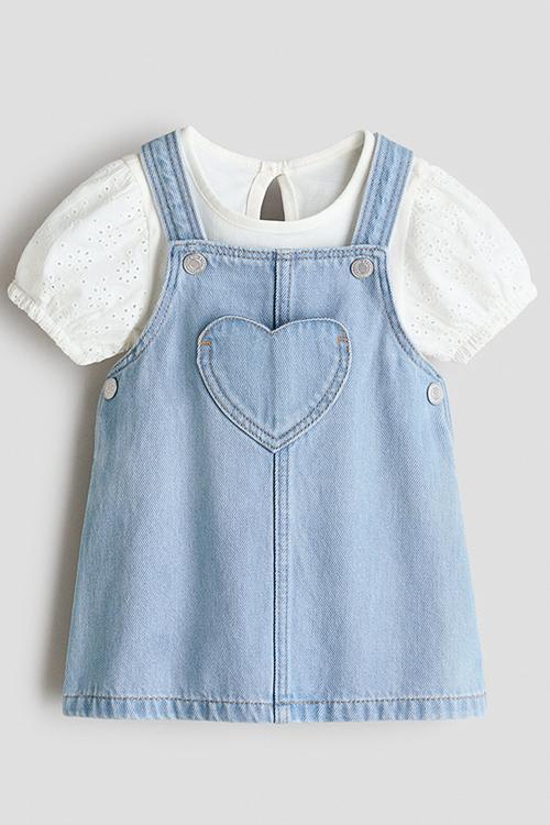 2-piece cotton set - light denim blue