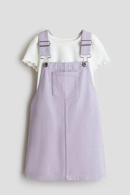 2-piece cotton set - light purple/cream