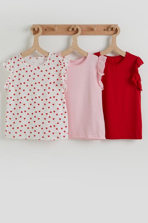 3 pack frilled sleeve tees - multi
