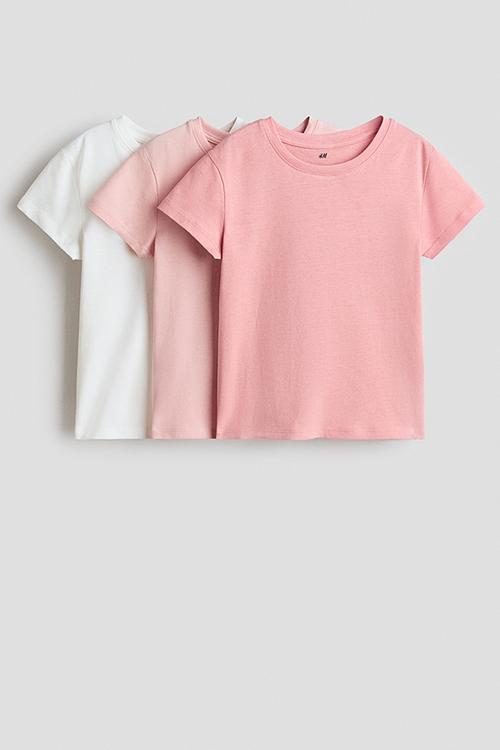 3-pack t-shirts - light pink/white