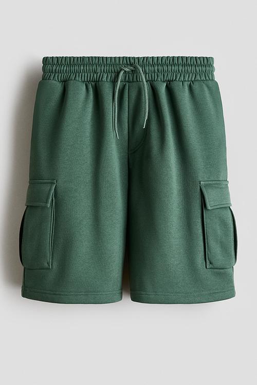 Cargo sweatshirt shorts - green