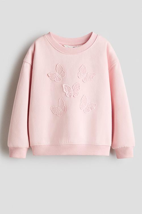 Motif-detail sweatshirt - light pink/butterflies