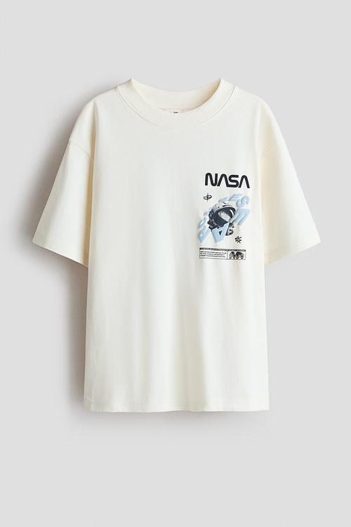 Loose-fit printed t-shirt - cream/nasa