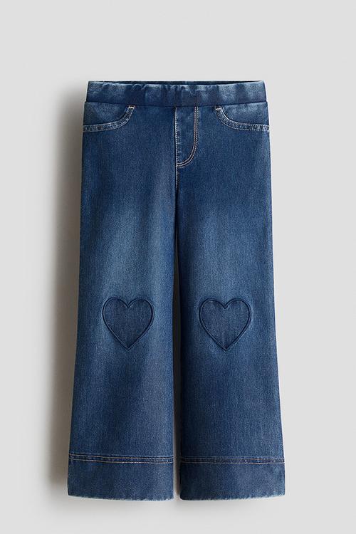 Denim-look wide-leg jeggings - denim blue