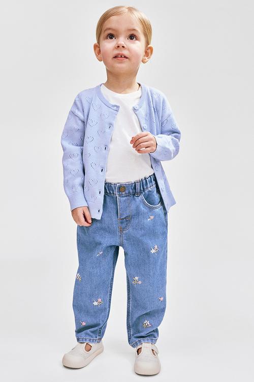 Embroidery-detail jeans - denim blue/flowers
