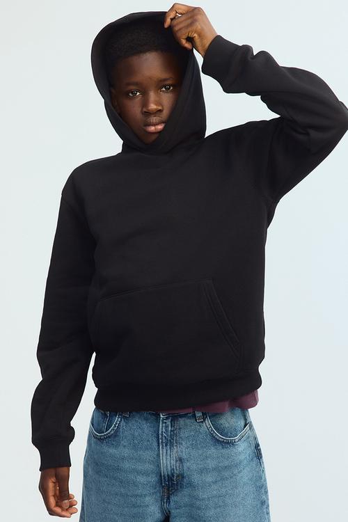 Brushed-inside hoodie - black