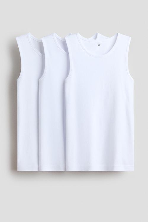 3-Pack cotton vest tops - white