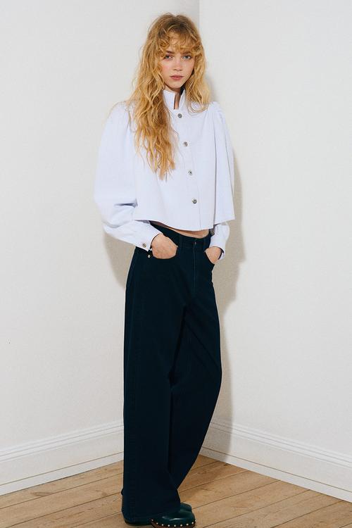 Wide high waist jeans - navy denim blue