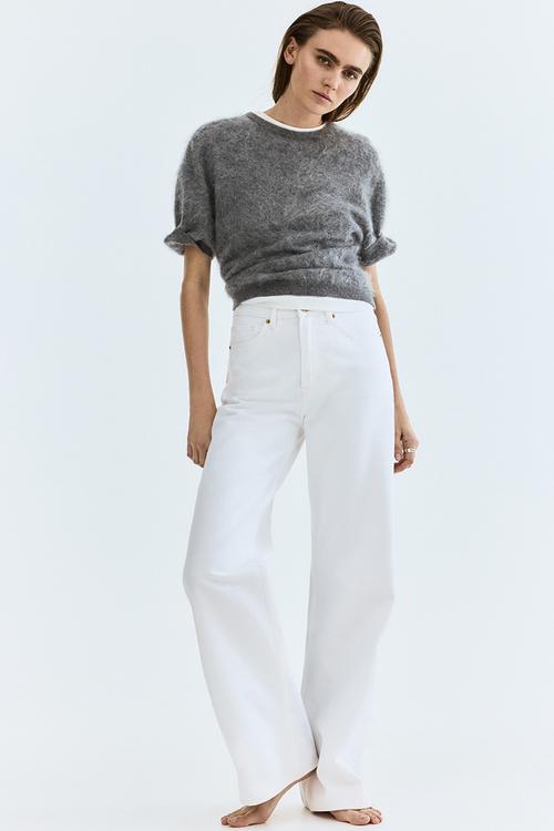Wide high waist jeans - white