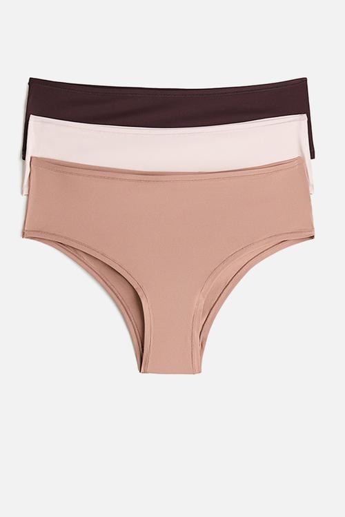 3-pack microfibre hipster briefs - dark brown/dark beige