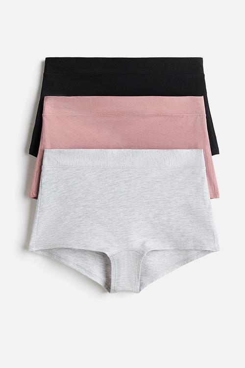 3-pack cotton shortie briefs - old rose/light grey marl