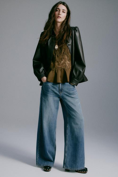 Wide regular waist jeans - denim blue