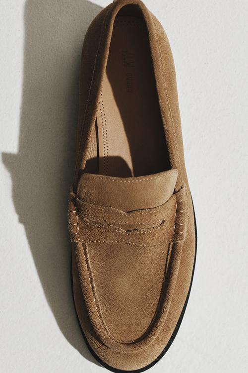 Split suede loafers - beige