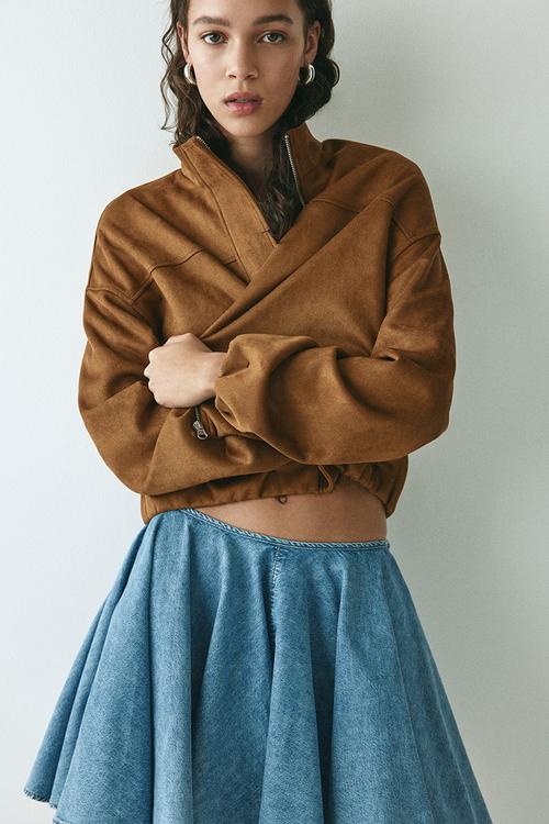 Flared denim skirt - denim blue