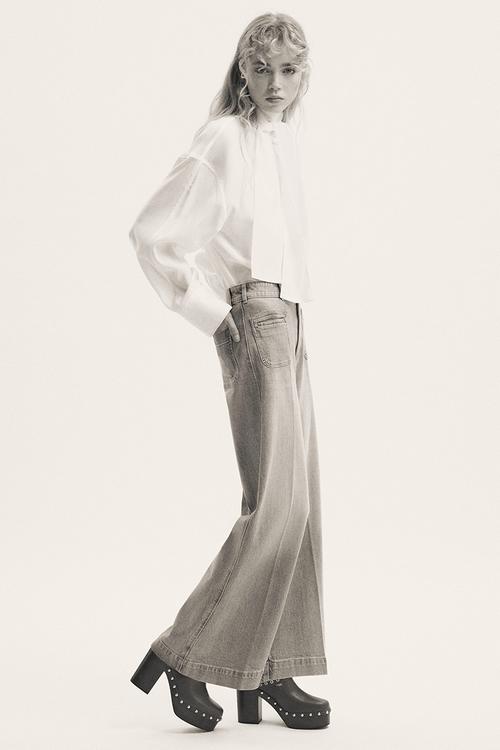 Wide high jeans - light denim blue