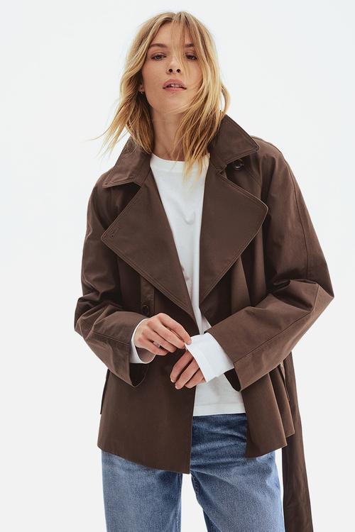 Short trench coat - dark brown