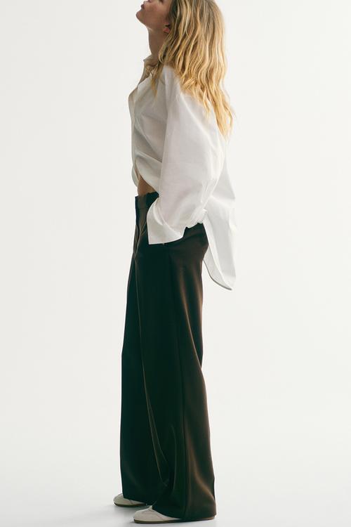 Tailored twill trousers - dark khaki green