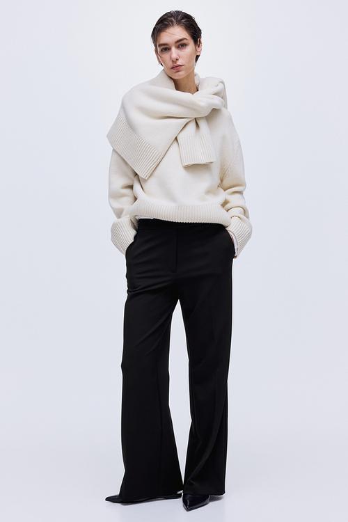 Bootcut twill trousers - black