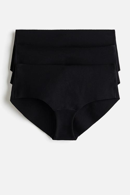3-Pack invisible cotton hipster briefs - black