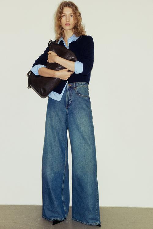 Wide high waist jeans - denim blue