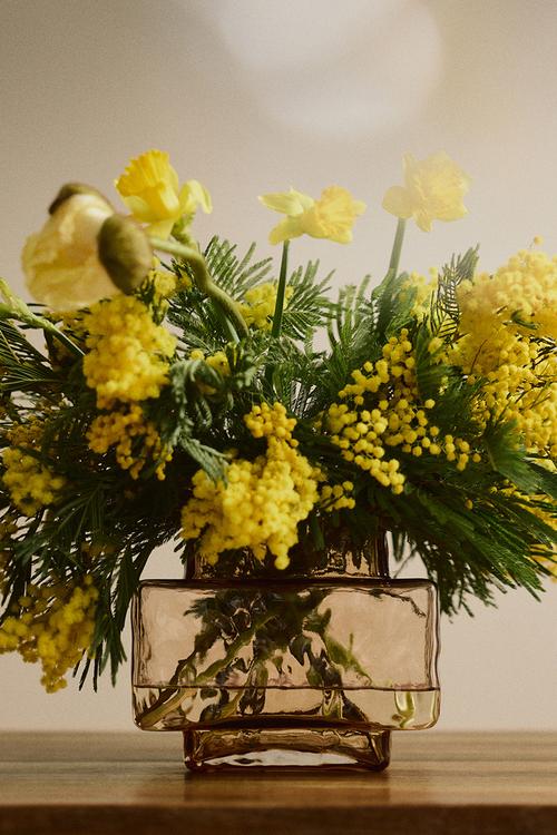 Large textured-glass vase - light brown