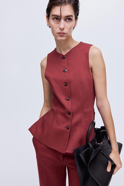 Peplum waistcoat - dark red