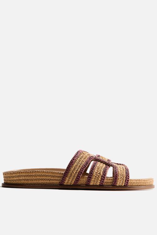 Braided straw sandals - beige/pink