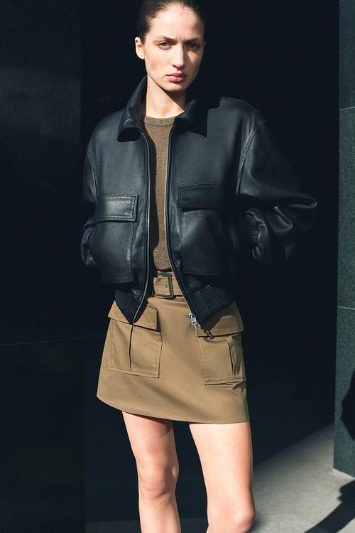 Belted utility skirt - khaki green