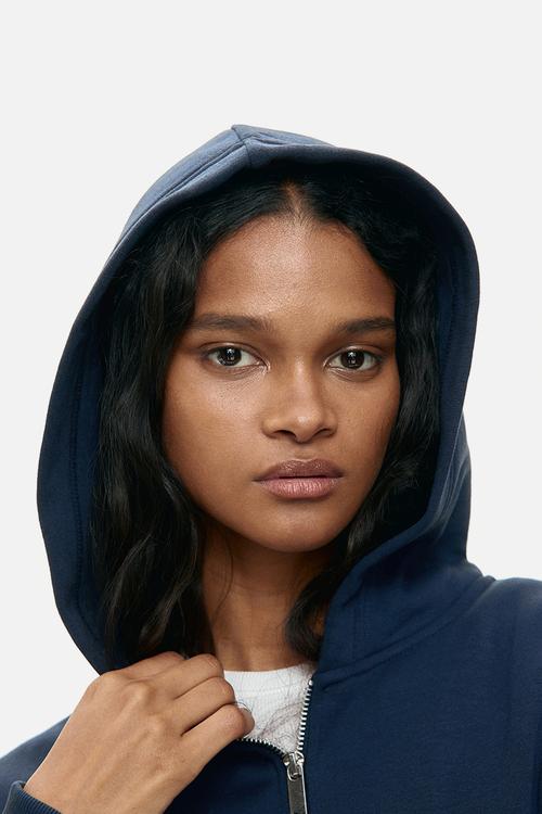 Zip-through hoodie - navy blue